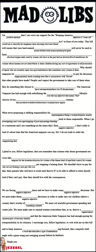 Illustration for article titled Anti-Woman Legislation Mad Libs, Now In Handy Printout Form!